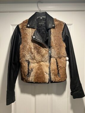 Oakwood The Leather Brand Women’s Leather and Rabbit Fur Jacket, small